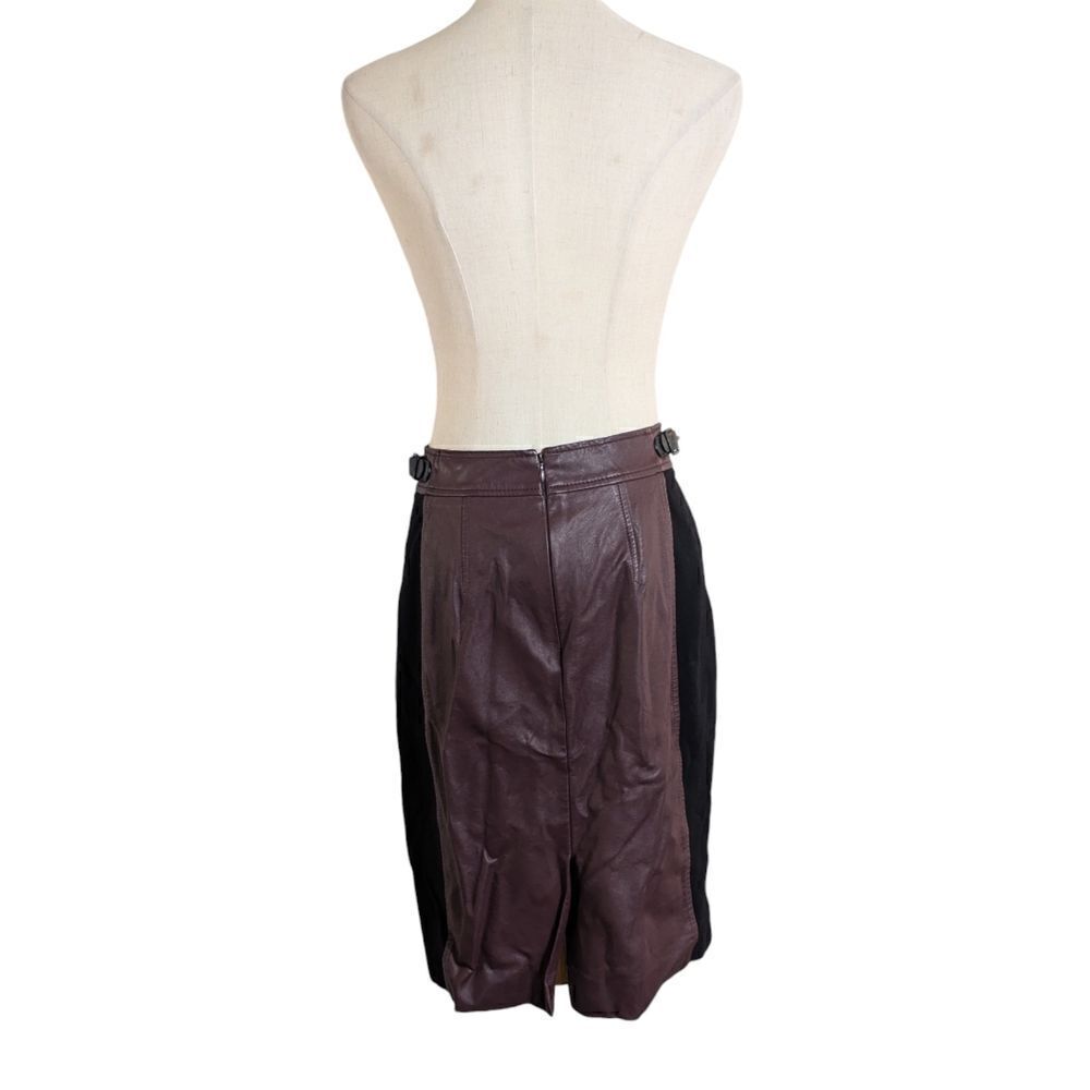 Ann Taylor Burgundy and Black Faux Leather Pencil Skirt - Picture 3 of 6